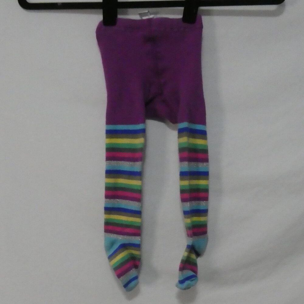OLD NAVY 2T to 3T Toddler Girls Rainbow Striped Tights With Blue Heart Backside